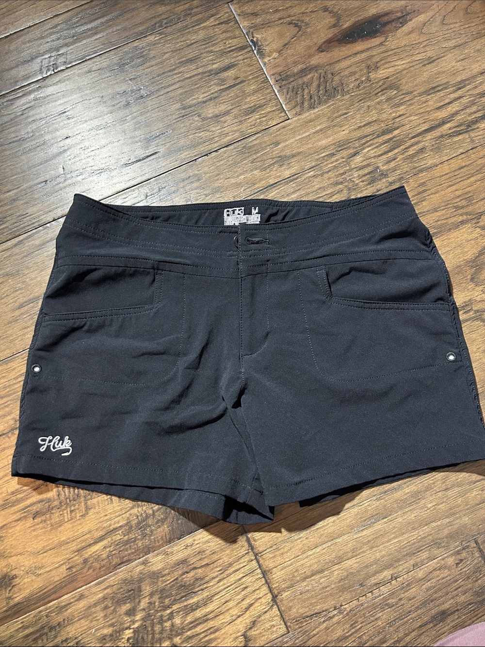 Huk Women's Black Athletic Shorts with Logo